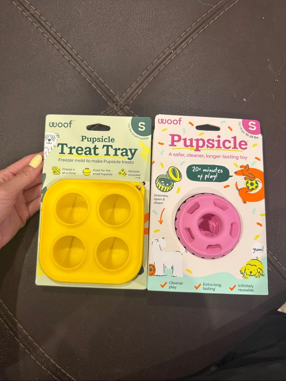 Pupsicle Treat Tray & Toy Set - Yellow Treat Tray & Pink Pupsicle Toy